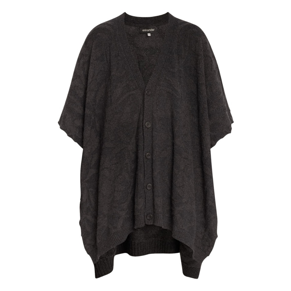 ESKANDAR Extra Wide Sleeveless Tabard Cardigan in Charcoal